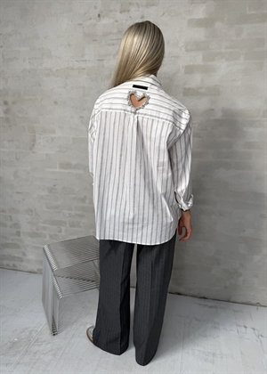 Crystal heart stripe skjorte Hvid HAUTE L\'AMITIÈ